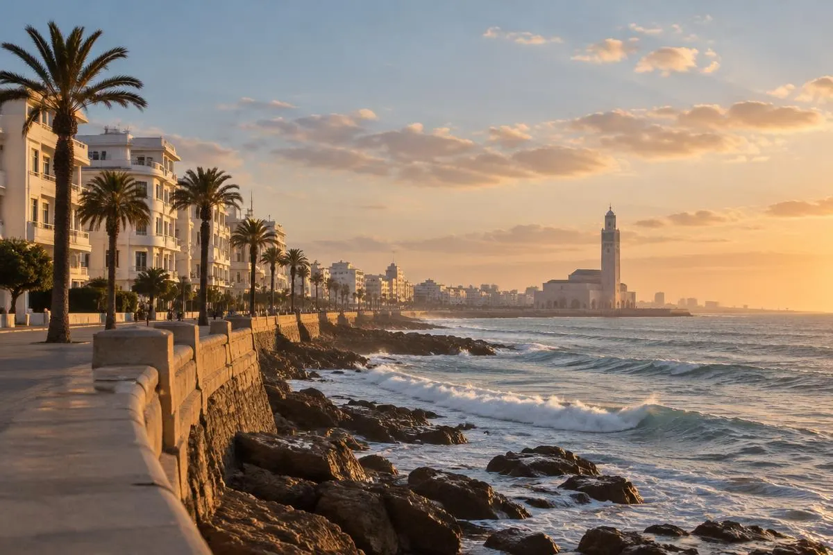 Atlantic coast in Casablanca, the start of many Morocco tours