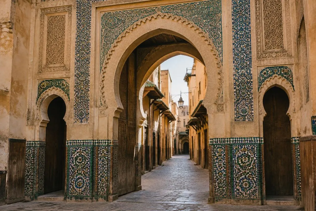 Medina gate in Fes on an 8-day Morocco package from New York